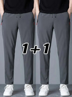2 Pieces Men's Casual Pants Stretch Elastic Waist Jogger Korean Classic Blue Black Gray Male Brand Trousers Plus Size