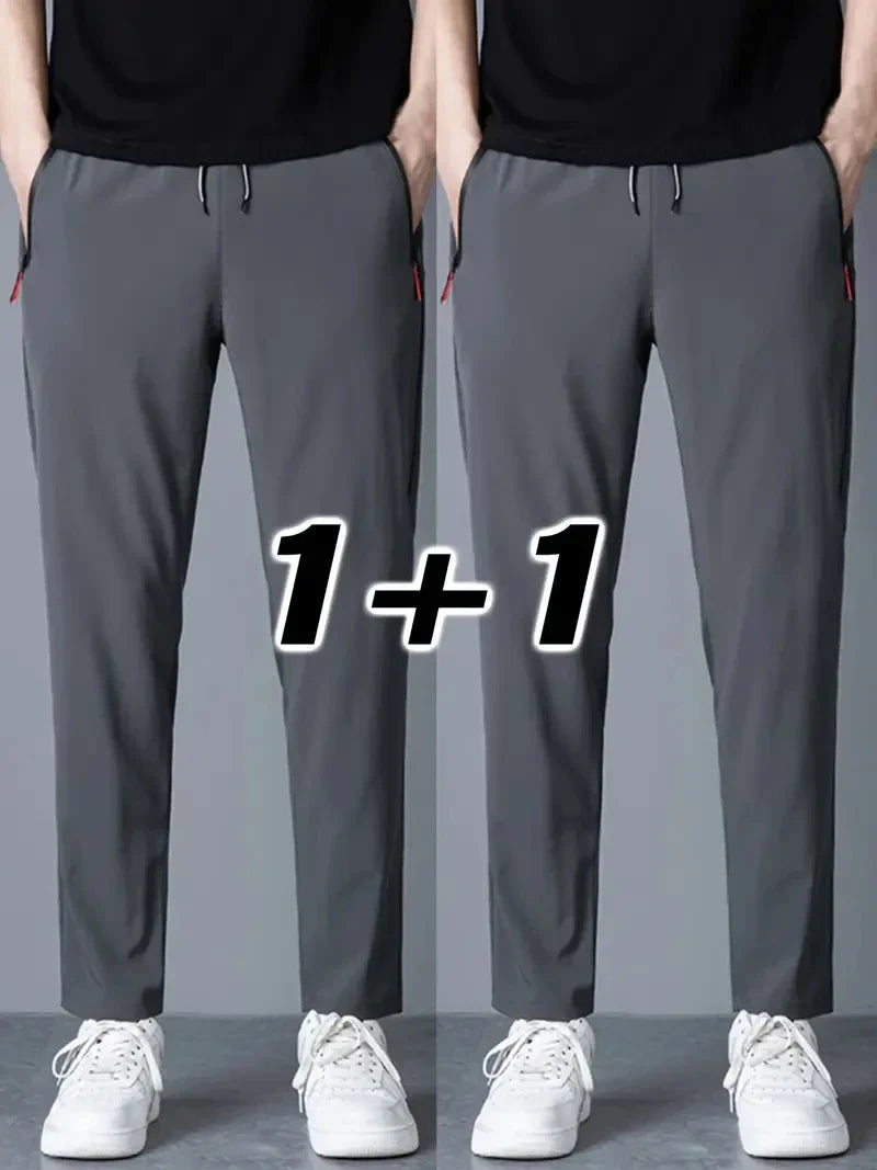 2 Pieces Men's Casual Pants Stretch Elastic Waist Jogger Korean Classic Blue Black Gray Male Brand Trousers Plus Size