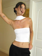 Chic White Sexy Strapless Crop Tops 2023 Elegant Summer Slim Tanks Tube Top Cropped Solid