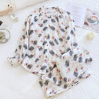 2025 New Women's Spring/Summer Pajama Set 100% Cotton Long Sleeve Long Pants Two Piece Set Large Home Clothes