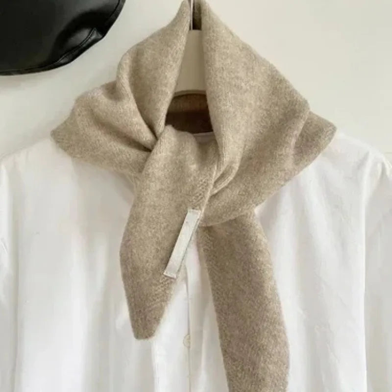 British Korean Style Niche Wool Knitted Triangular Scarf Women Headscarf Knitted Scarf Multi-functional Warm Knitted Scarf