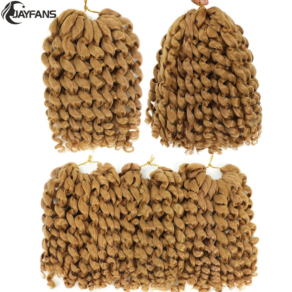 1- 5 Packs 8 inch Jumpy Wand Curl Jamaican Bounce Crochet Hair Natural Black Wand Curls Crochet Hair Short Curly Crochet Braids