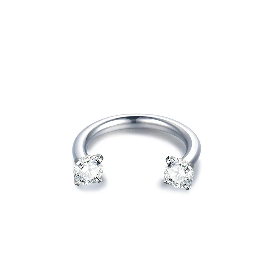1PC Titanium Nose Horseshoe Ring Nose Septum Piercing Prong Set Round Zircon Ear Cartilage Tragus Daith Body Piercing Jewelry