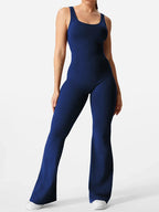 2025 Summer New Women's Sexy Hottie Style Backless One-piece Suit Sports Fitness Yoga Pullover One-piece Suit Flared Pants