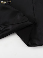 Clacive Bodycon Black Office Women's Shirt Fashion Square Collar Long Sleeve Shirts Elegant Classic Solid Tops Female Clothing