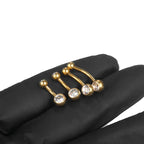 10pcs/lot Titanium CZ Crystal Belly Button Ring Navel Bar Piercing 6/8/10/12mm Belly Nombril Piercing Sexy Jewelry for Women 14G