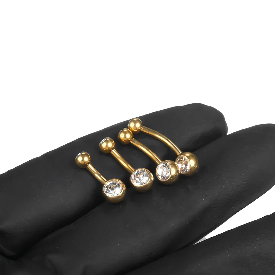 10pcs/lot Titanium CZ Crystal Belly Button Ring Navel Bar Piercing 6/8/10/12mm Belly Nombril Piercing Sexy Jewelry for Women 14G
