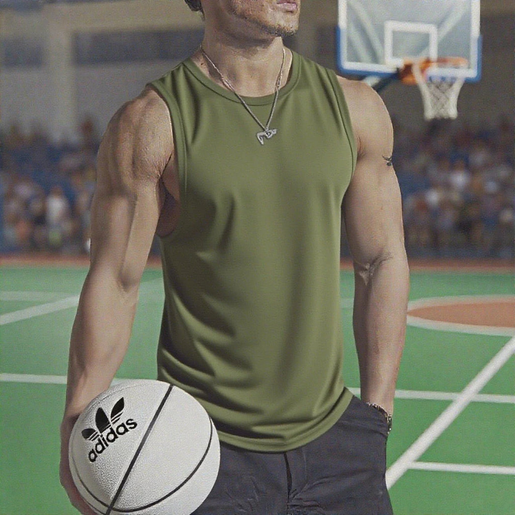 2025 New Summer Marathon Quick Dry Sports Tank Top Men's Sleeveless Tank Top Running Training Basketball Loose Fit Tank Top