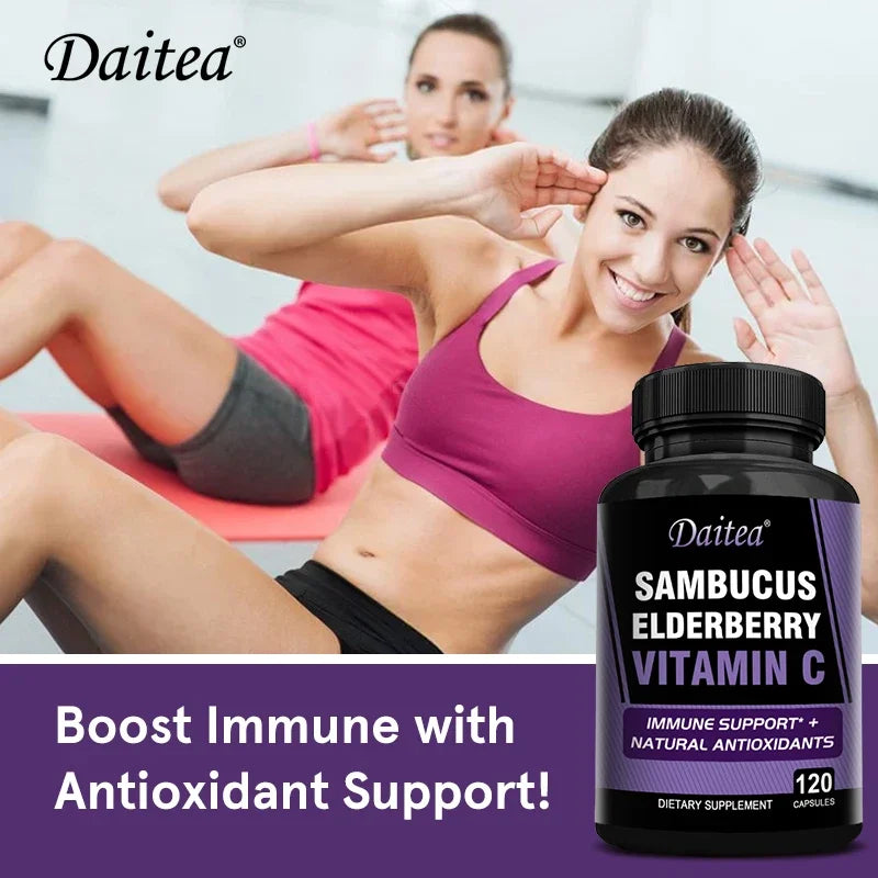 Elderberry Immune Support Supplement with Elderberry Vitamin C and Zinc To Support Respiratory Health and Boost Antioxidants