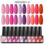 10PCS/Set Gel Nail Polish Set 125 Colors Glitter Semi Permanent Hybrid Gel Varnishes Base Top Coat Soak Off UV LED Nail Art Gel