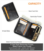 CONTACT'S Genuine Leather Short Wallets for Women Kiss Lock Classic Wallet Metal Frame Coin Purses Card Holder Money Clip Bags