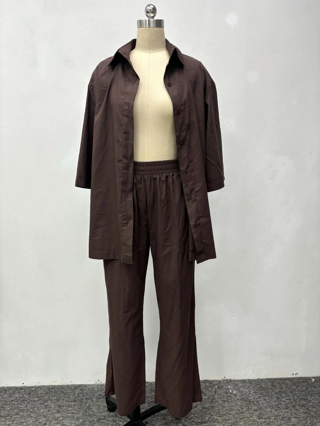 Cotton Linen Set Women Spring Summer Loose Oversize Long Sleeve Shirt Long Pants 2 Piece Sets Casual Office Ladies Trousers Suit