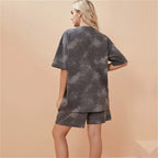 2Piece Suit Women T-Shirt Shorts Set Tie Dye Loose tshirt and wide leg middle shorts with pockets female Casual Soft Summer Sets