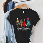 Christmas Lights Xmas Tree Print Fashion Graphic Women Tops Women Tshirt Tee Funny Christmas Party Aesthetic Shirt Camisas Mujer
