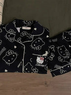 2Pcs/Set Hello Kitty Pajamas Anime Student Loungewear Kawaii Cute Girls Home Wear Shirt Shorts Set