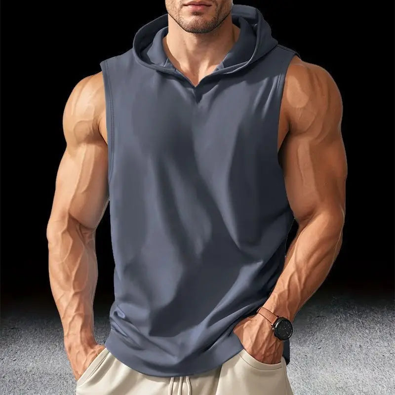 Gym Solid Color 2024 Brand New Men's Tank Tops Vest Sleeveless Tees For Male Hooded Man Vests Tops Hip Hop Men Tank Top T shirt
