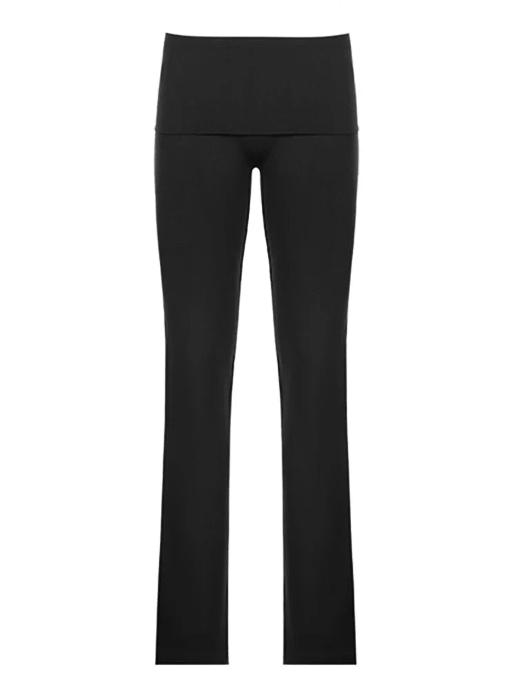 Cuteandpsycho Solid Chic Casual Straight Pants Basic Streetwear 2000s Y2K Trousers for Women Fashion Korean Harajuku Bottoms