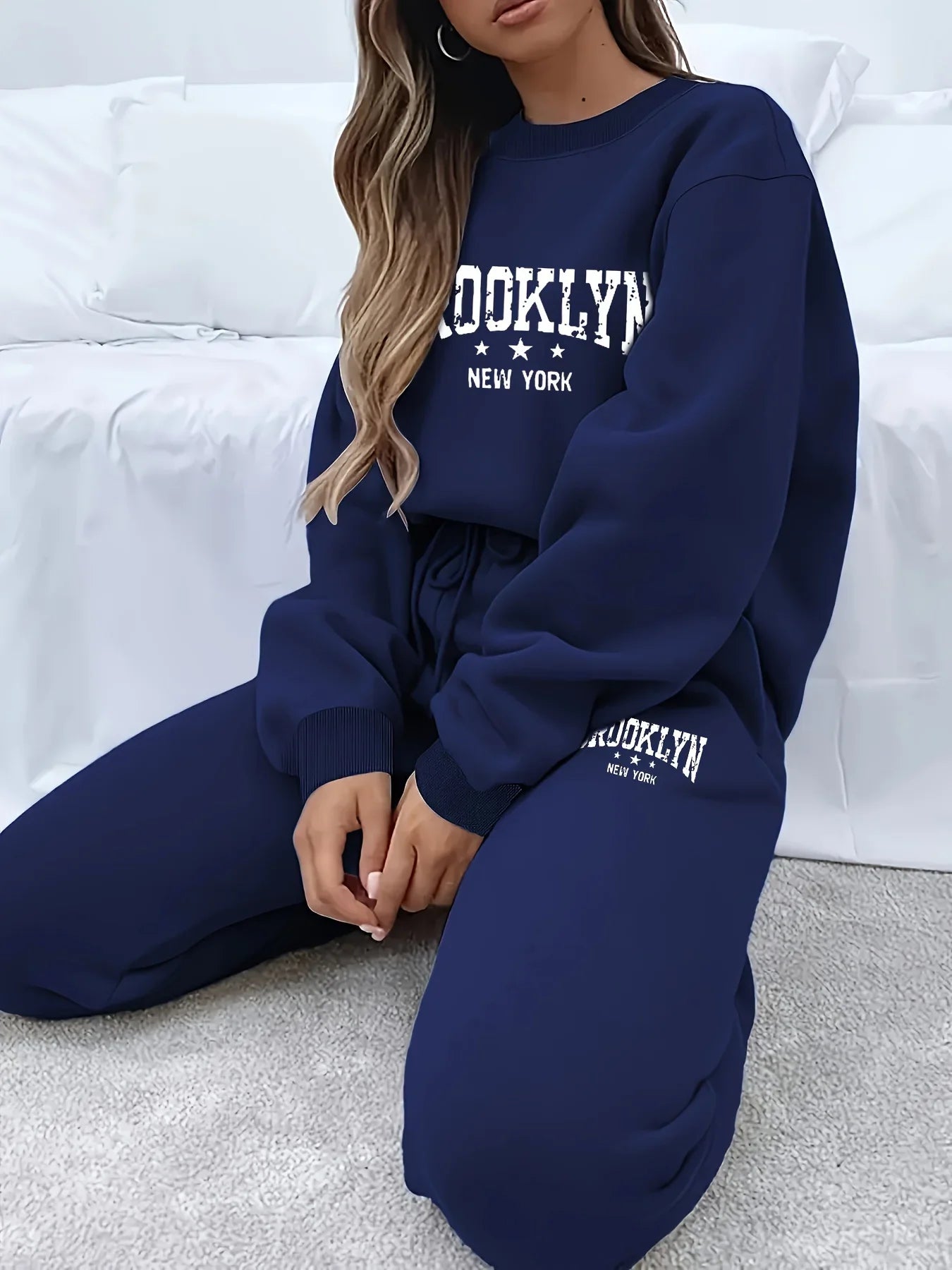 Autumn Winter Women's Sweater Pants Set  Women Hoodie set Street Hip Hop Clothing Casual Female  Clothing Plush sweatshirt