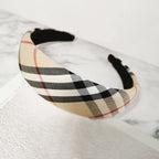 Classic Elegant Double Layer Korean Style Striped Plaid Hairband Hair Accessories For Women
