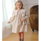 2025 New Spring European American Style Sister Clothes Kids Princess Dresses Long Sleeved Cotton Print 2-7Yrs Girl Party Dress