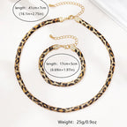 2PCS Leopard Print Snake Chain Bracelet Necklace Set For Women Fashion Jewelry Daily Wear Accessories Trendy New Styles Gifts