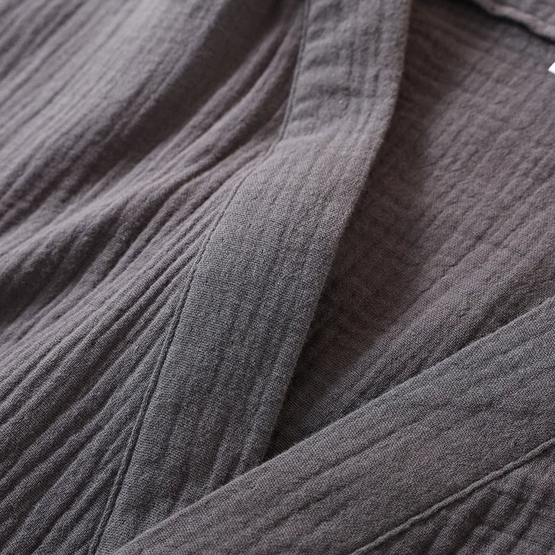 2025 Japanese New Spring/Summer Couple Kimono Robe 100% Cotton Crepe Cloth Men's and Women's Bathrobe Thin Home Sleeping Robe