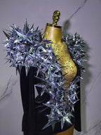 2025 New Shiny Black Rhinestone Velvet Long Sleeve Bodysuit Women Evening Party Club Gala Hosts NightClub Bar Stage Costumes