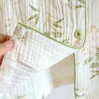 2025 New Spring and Autumn Women's Pajama Set 100% Cotton Crepe Printed Long Sleeve Pants Two Piece Home Suit Set Sleepwear