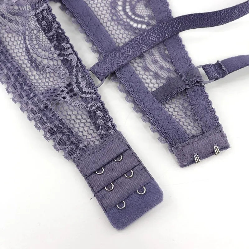 Beauwear B C Cup French Style Light Weight Women Lace Bra Breathable Back Closure Adjustable Strap Soft Deep V Thin Lingerie Top