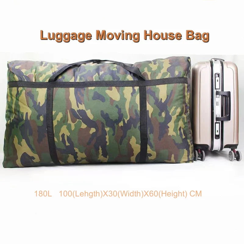 Camouflage Luggage Moving House Big Bag Thick Waterproof Oxford Cloth Moving Artifact Large Woven Storage Men's Travel Bag 180L