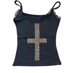 Emo Kpop Goth Baby Tees Women 90s Vintage Clothing T-shirts Kawaii Girl Harajuku Cross Hot Stamping Y2k Clothes Streetwear