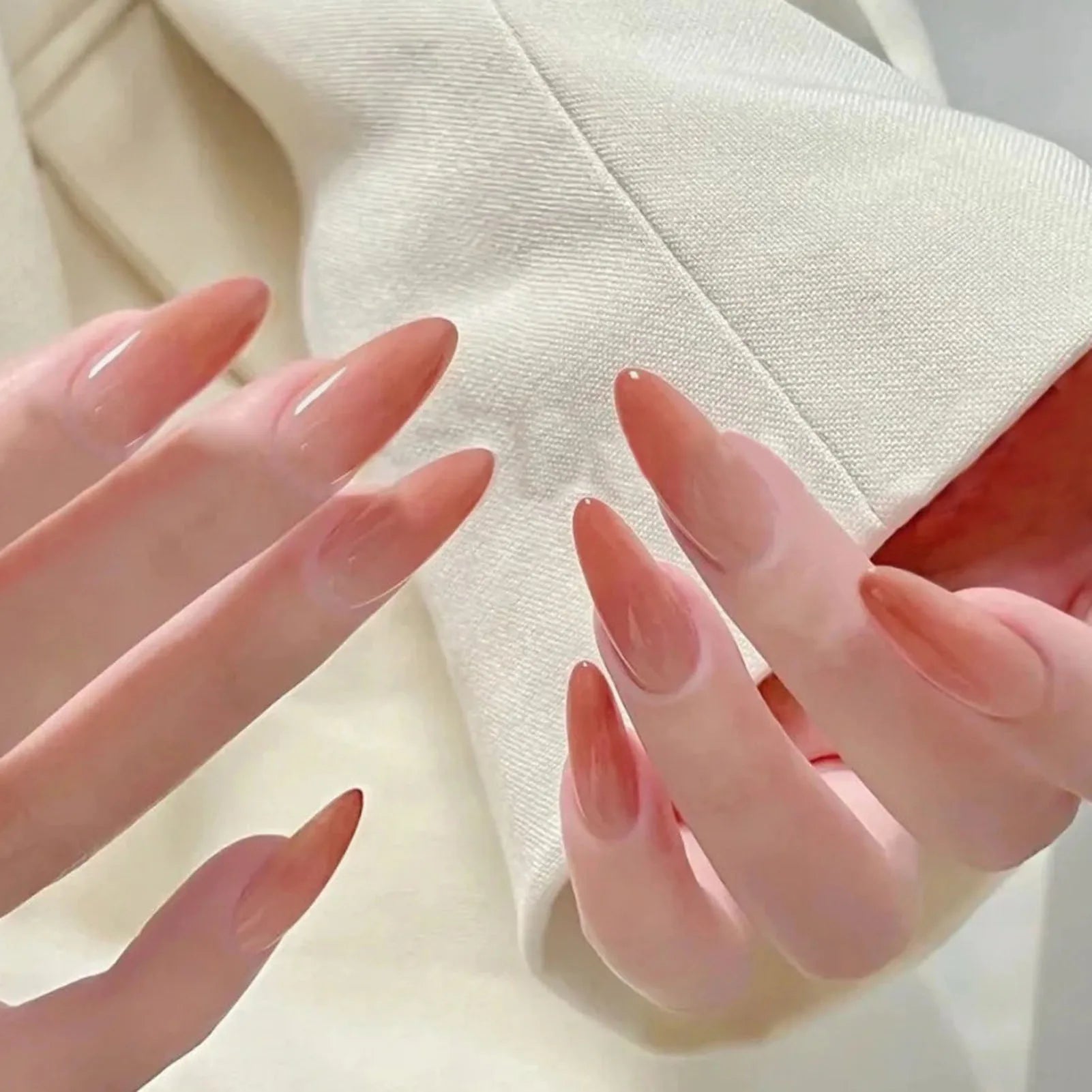 24pcs Black Gradients Long Paragraph Fashion Manicure Patch Reusable Adhesive False Nails Almond Fake Nails Press On Stiletto