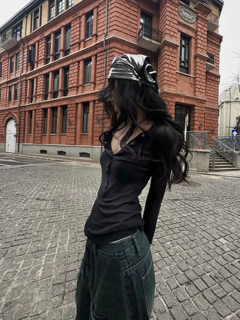 Gothic Y2k Aesthetic Women Sexy Hollow Out T-shirt Vintage Lace Patchwork Streetwear Grunge Tops Harajuku Slim Fit Black Tees