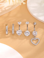 14G Gold Color Series Butterfly Dangled Belly Piercing Sets 5PCS/Lot Heart Flower Curved Navel Navel Ring Belly Button Rings