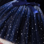 2025 Red Christmas Dress for Baby Girls Winter Long Sleeve Mesh Dresses for 3-8Yrs Kid Star Sequin Birthday Party Princess Dress