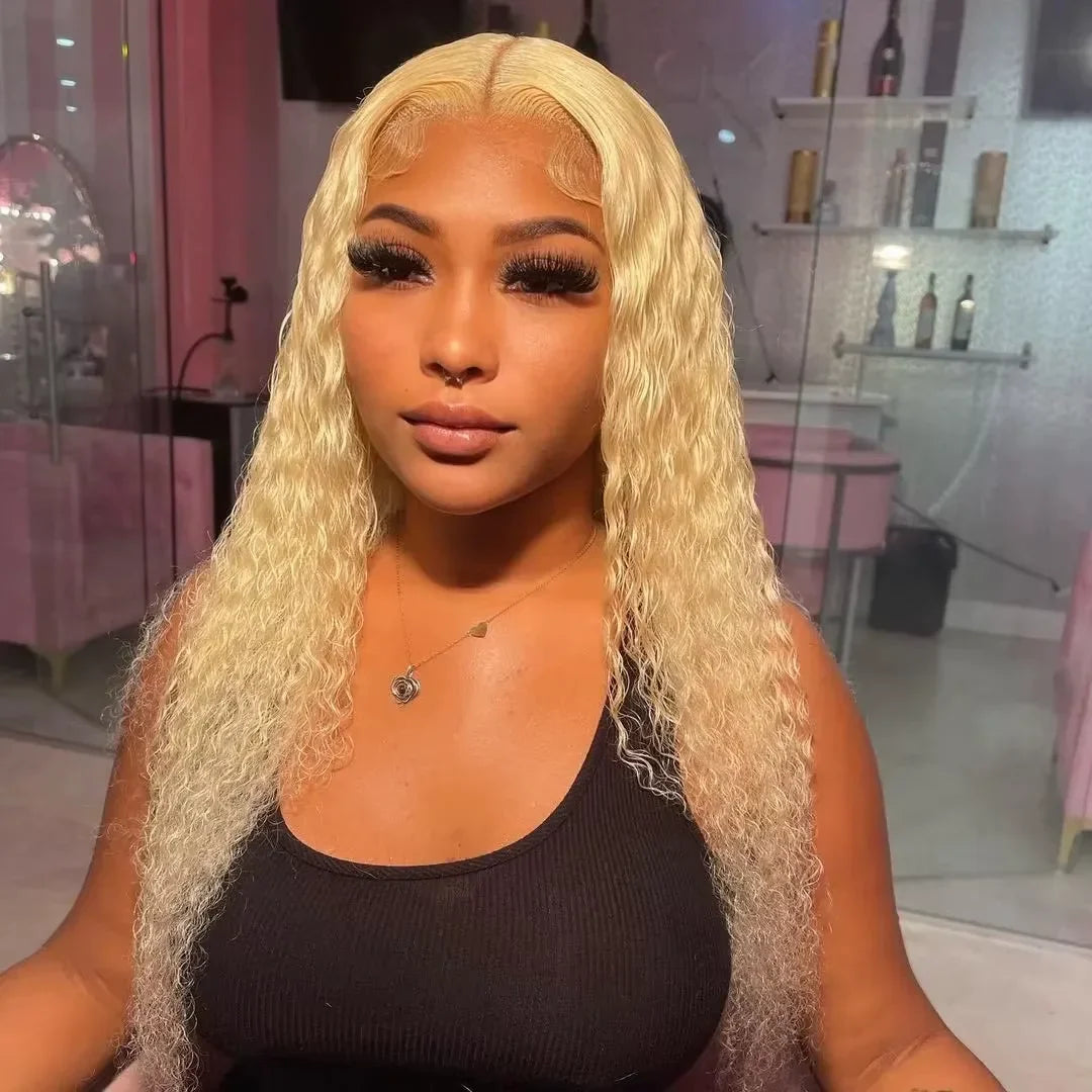 Deep Wave 13x6 HD Lace Frontal Human Hair Wig 30 40 Inch Curly 613 Honey Blonde Water Wave 13x4 Lace Front Wigs For Women 250%