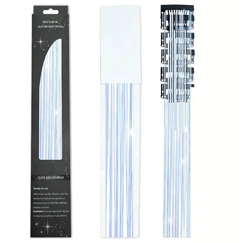 6-Piece Set BB Clip Tinsel Hair Metal Laser Gold Thread PET Laser Thread Highlighting Cross-Border Hair Accessories