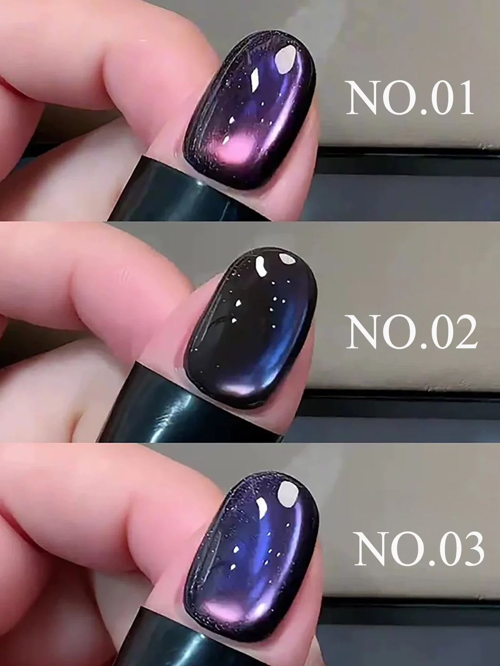 1-3pcs PSK 2025 New Whitening Purple Glass Beads Starry Crystal Nail Art Purple Glass Bead Cat Eye Gel Nail Polish Nail Supplies