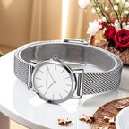 HANNAH MARTIN Brand Classic Women Quartz Watch 36mm Rose Gold Stainless Steel Mesh Strap Japanese Movement Girl Gift Wrist Watch