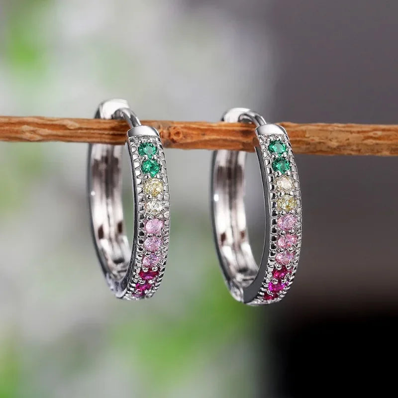 Crystal Cubic Zirconia Lymphatic Drainage Earrings Colorful Crystal Hoop Earrings Weight Loss Slimming Earrings Fashion Jewelry