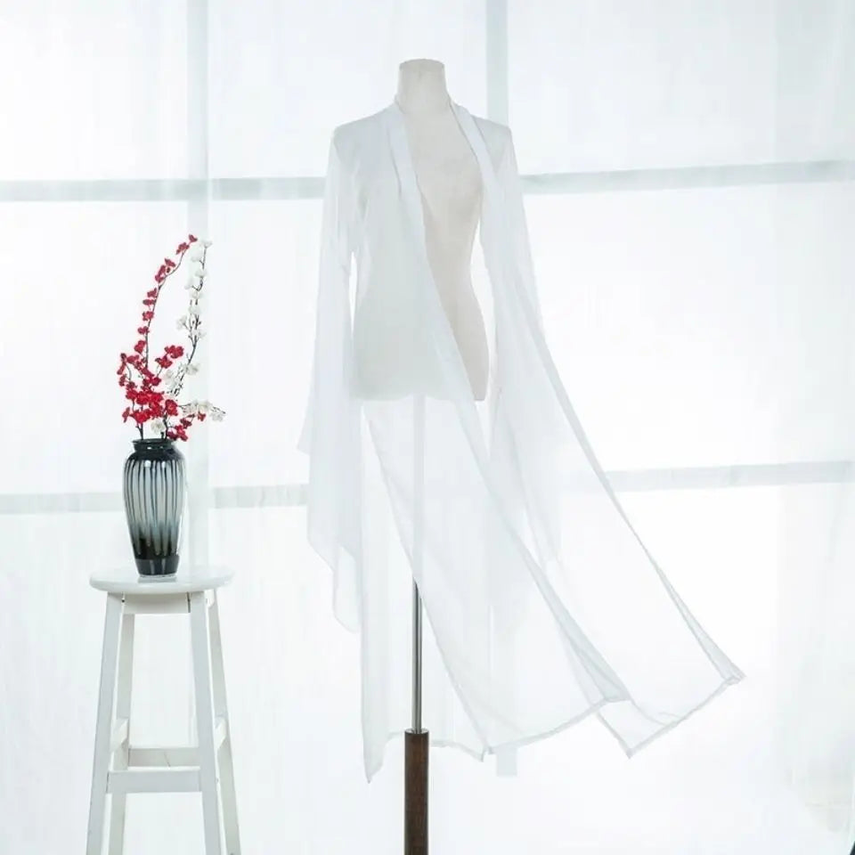 2025 new summer women long chiffon Cardigan sunscreen three quarter sleeve black blue white fashion thin cardigan