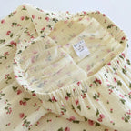 2025 Spring and Autumn Women's Pajama Set 100% Cotton Crepe Long sleeved Pants Two piece Cute and Sweet Home Fury Set Ladies