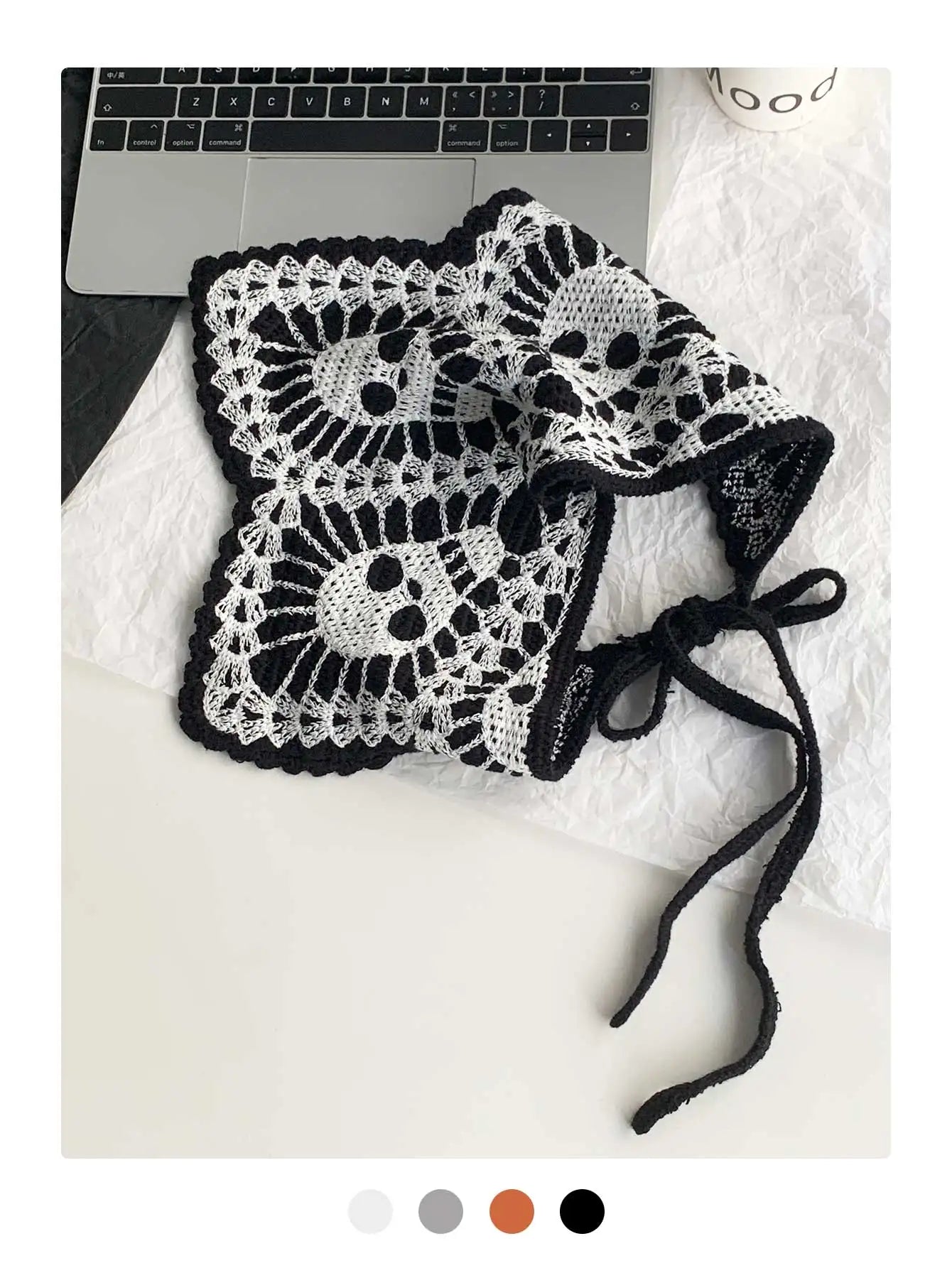 Halloween Costume Skeleton Ghost Bat Spider Web Personalized Knitted Crochet Headband Female Photo Photo Triangle Scarf Trendy