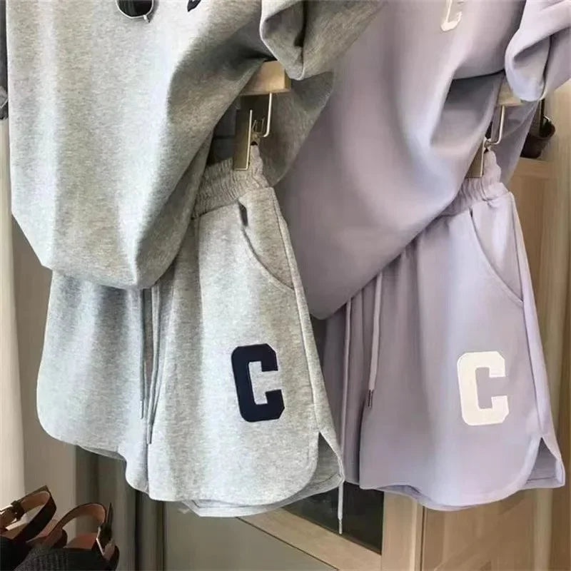 Bull Horn Sleeve Casual Sports Suit Women's Summer Thin Style Summer Running Fashion Western-Style Short Sleeved Shorts Pajamas