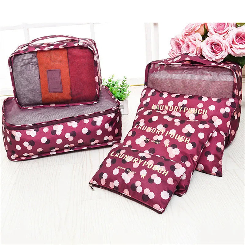 6 PCS Travel Storage Bag Set for Clothes Tidy Organizer Wardrobe Suitcase Pouch Travel Organizer Bag Case Shoes Packing Cube Bag