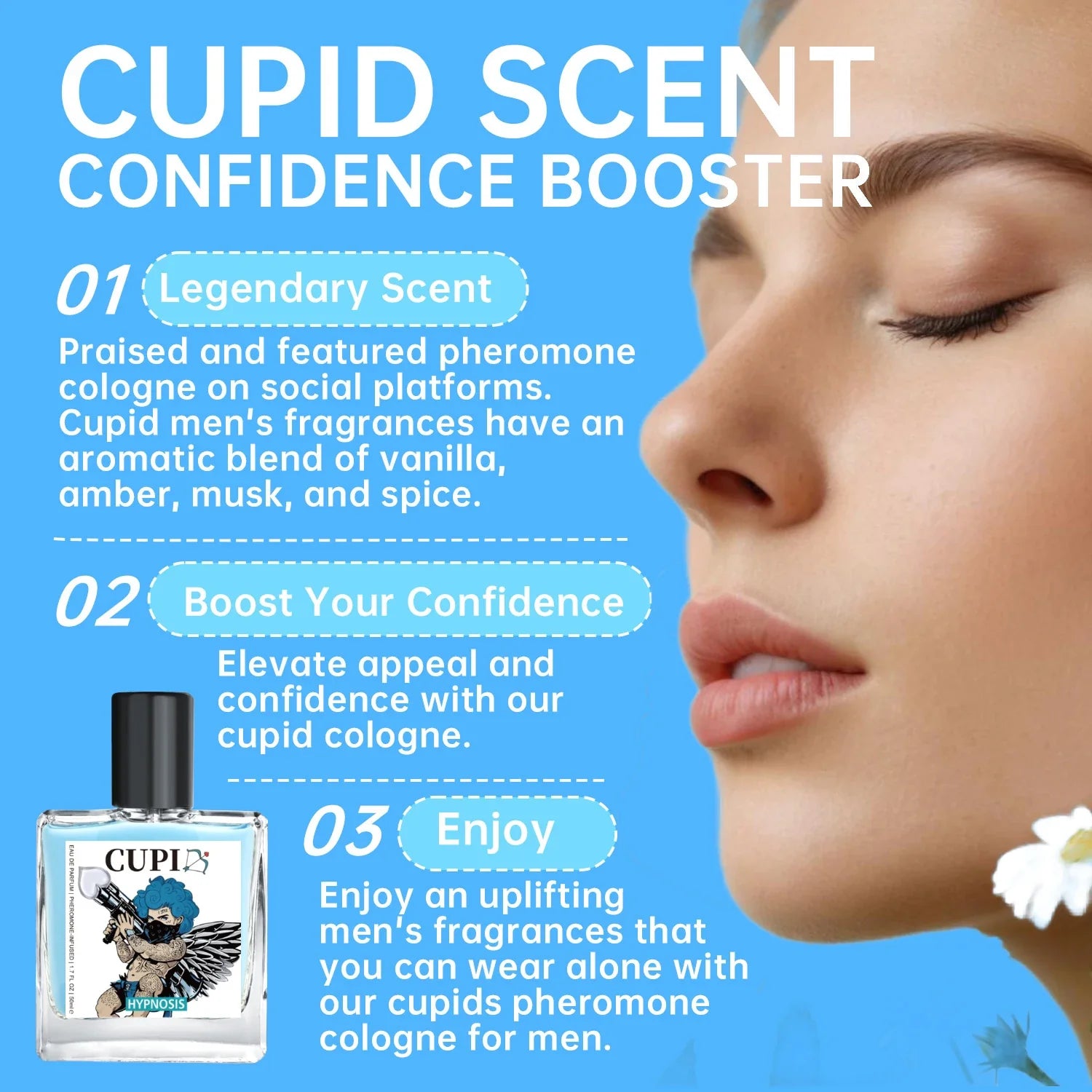 50ML Cupid Hypnosis Pheromone Perfume Long Lasting Enhances Intimacy High Quality Hombre Perfume Perfect Date Attract Women