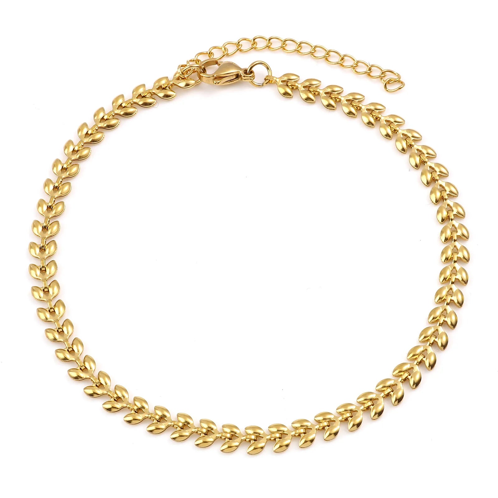 DoreenBeads Stainless Steel Anklet Gold Color For Women Beach Foot Leg Chain Ankle Bracelets Jewelry Gift 22.5cm-23.5cm, 1 Piece