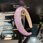 Colorful Baroque Head Hoop Luxury Women Full Crystal Rhinestones Sponge Padded Headband for Lady Girls Diamond Wide Headband