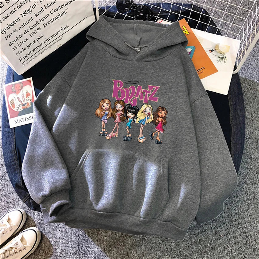 Bratz Letter Printed Plus Size Woman Hooded Sweatshirt Women Hoodie Hip Hop Long Sleeve Streetwear Unisex Male Clothes Tops