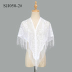 2024 White/Black Catholic Woman Spanish Style Lace Tassel Church Veil Head Covering Long Veil Floral Scarves Wedding Accessories